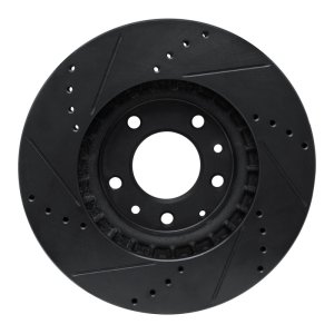 Mazda CX-7 Brake Rotor (1) - Front Right - R1 Concepts - Drilled & Slotted - Black - `07-`12